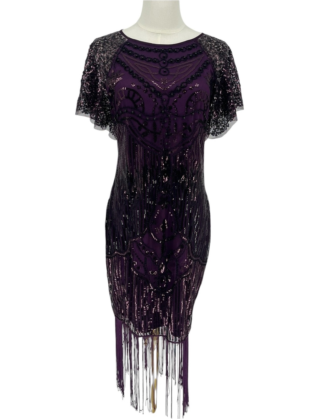 1920s Great Gatsby Flapper Costume Dress AS IS Damaged Fringe Size M